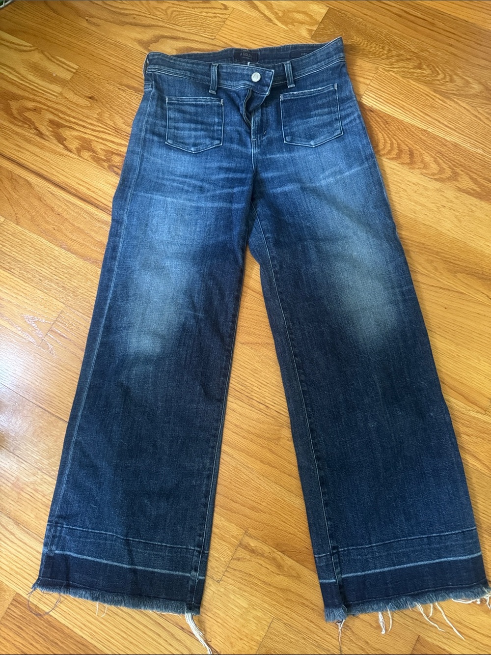 Agolde Wide Leg Flare Jeans in Medium Blue Wash - Picture 3 of 6